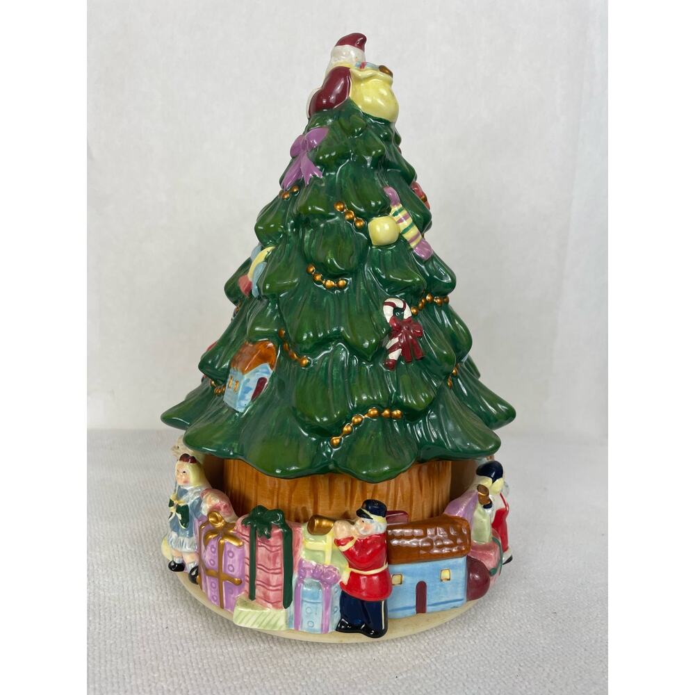 Spode Hand Painted Christmas Tree Spinning Bottom Music Box